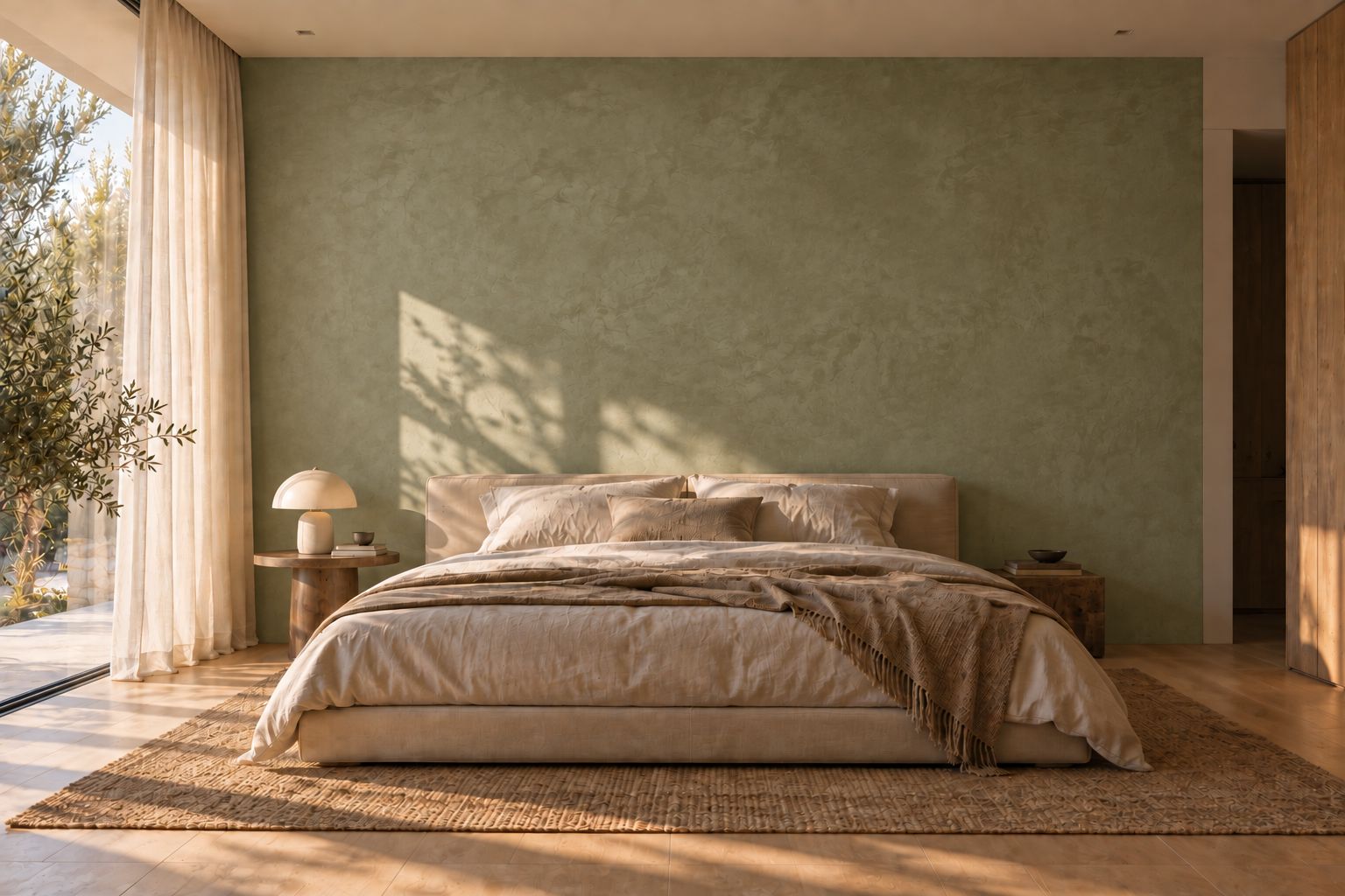 Feature wall in Sage lime