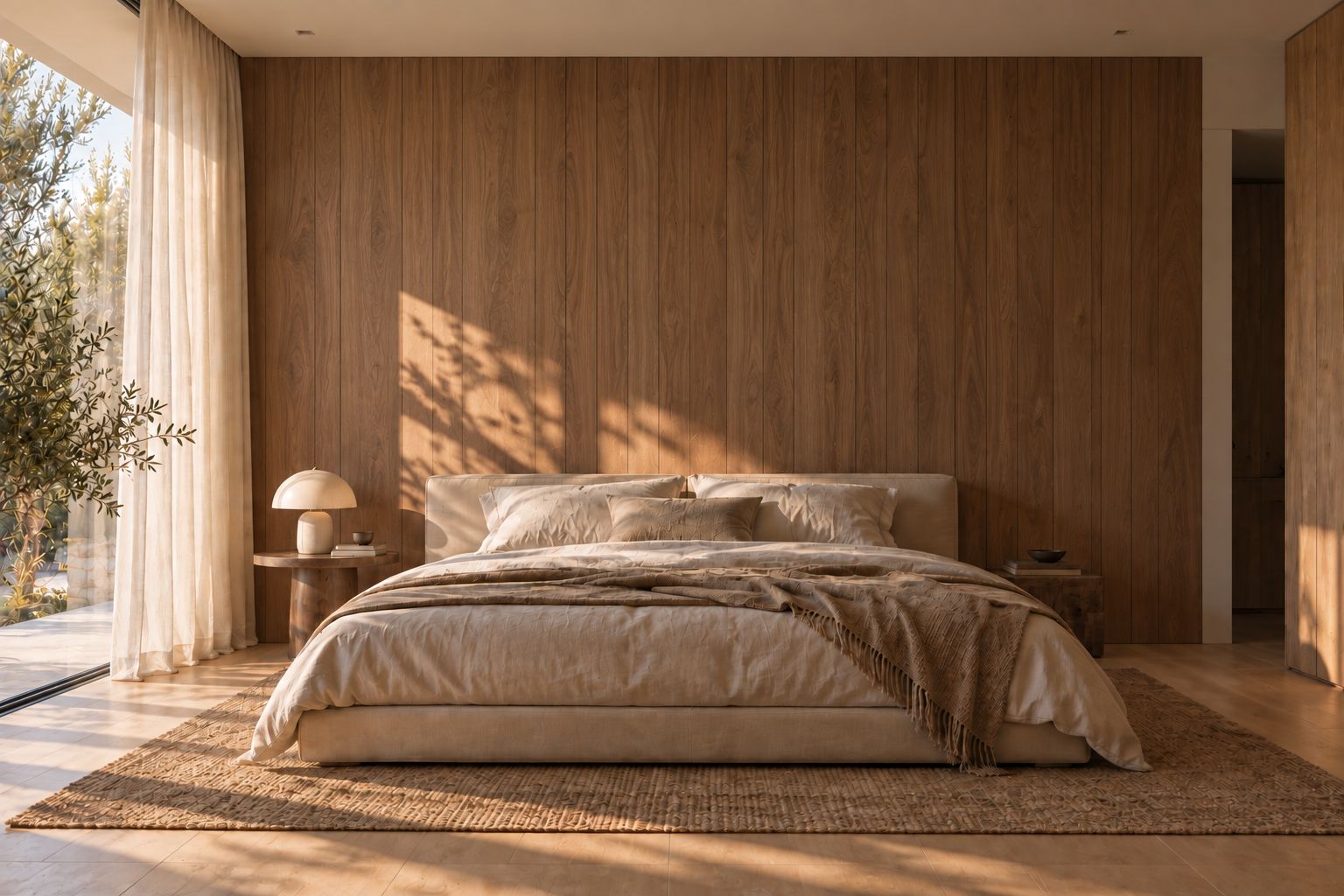 Feature wall in Walnut panels